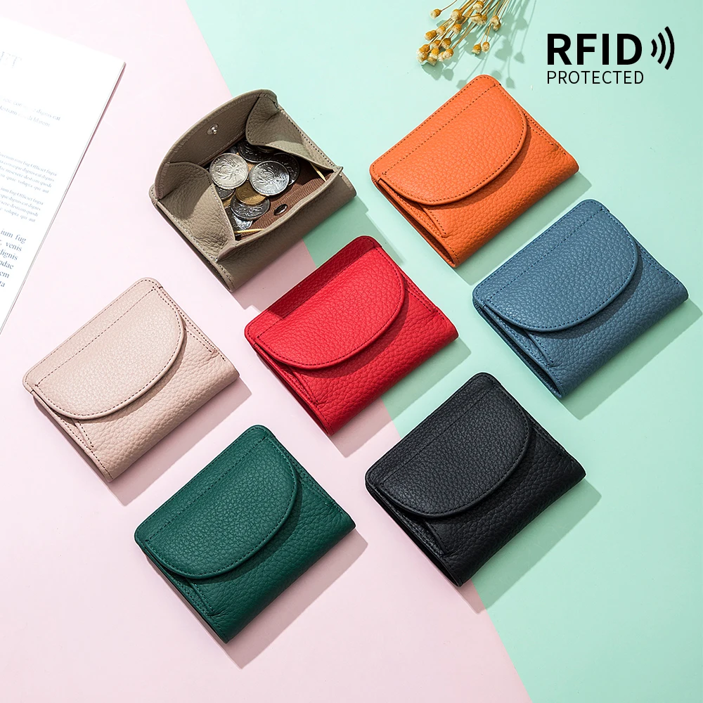 Ms mini wallet 2022 contracted the new rfid folding ultra-thin female Japanese small leather wallet