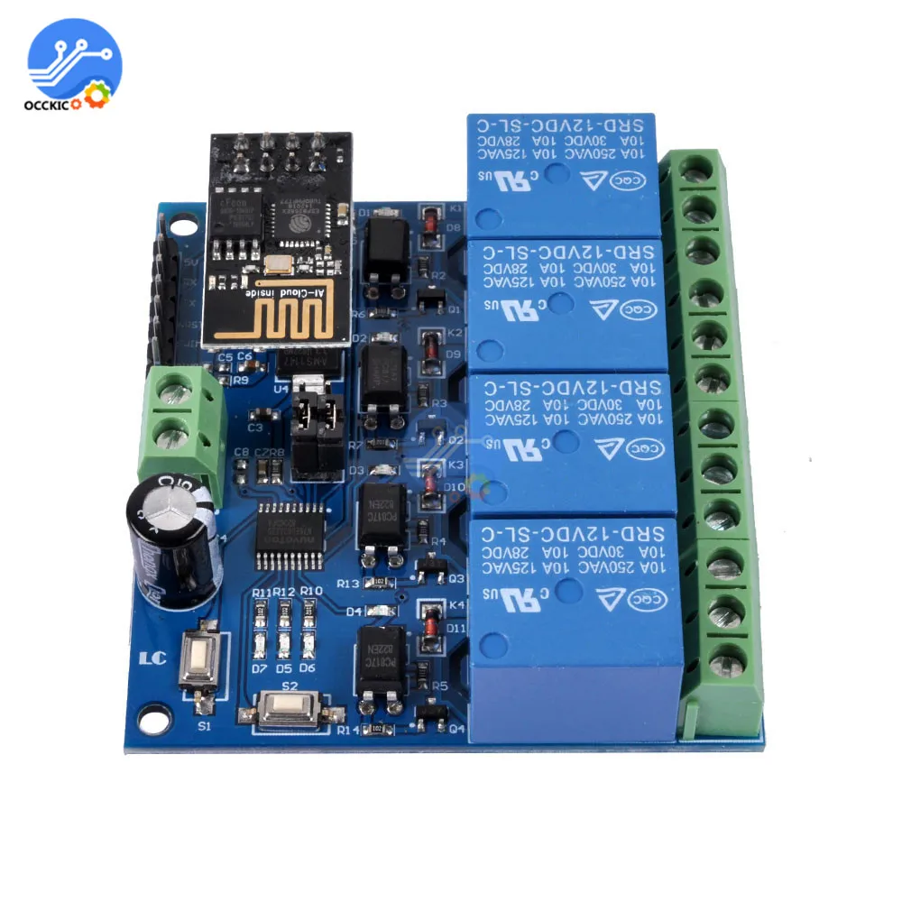 Релейный модуль Wi-Fi ESP8266 ESP-01 12 В постоянного тока 4 канала контроллер приложения