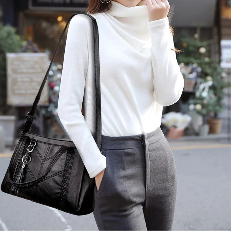 

Women PU Leather Shoulder Bag Female Leisure Nubuck Convertible Handbag Hobo Messenger Top-handle Bags Purse