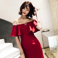 annual meeting dress dress 21 new style simple and generous red one shoulder slim wedding dress