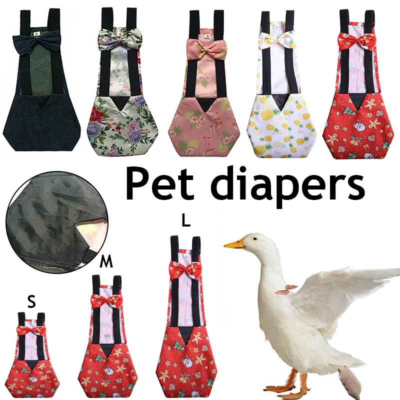 Duck Diapers Goose Flight Suits Washable Nappy With Elastic Band Bowknot Design Cute Chicken Physiological Pants Pet Supplies