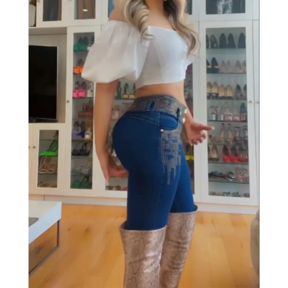 High Elastic Pencil Pants Women Jeans Ripped 2022 Fashion Skinny Jean Trousers Slim Sexy Summer New Comfy Stretch Long Pants