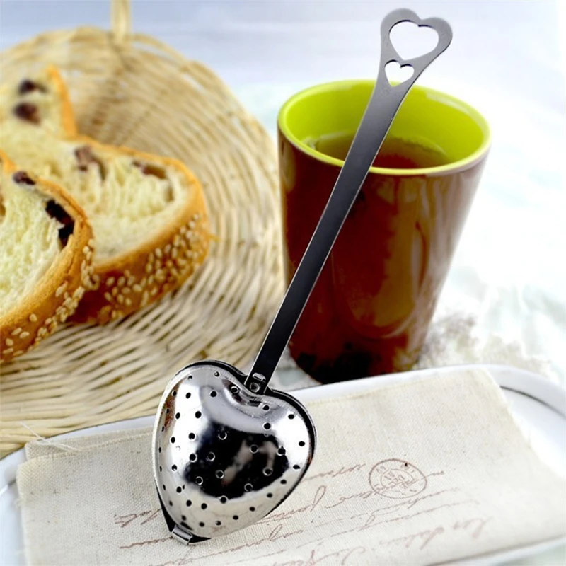 

100pcs Stainless Steel Heart Shaped Tea Infuser Filter Spoon Strainer
