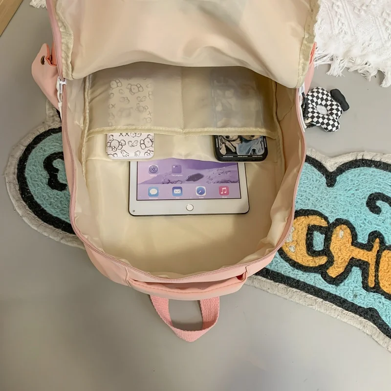 TRAVEASY Nylon Women Casual Schoolbags College Students Teenage Girls Unisex Backpack Female Large Capacity Ladies Shoulder Bag