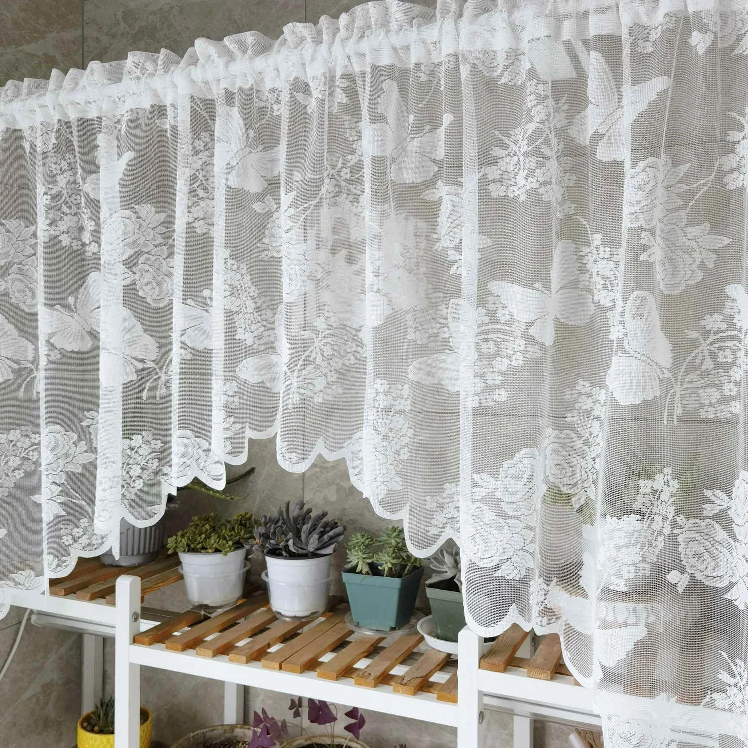 

Прозрачные римские шторы из полиэстера, белая бабочка