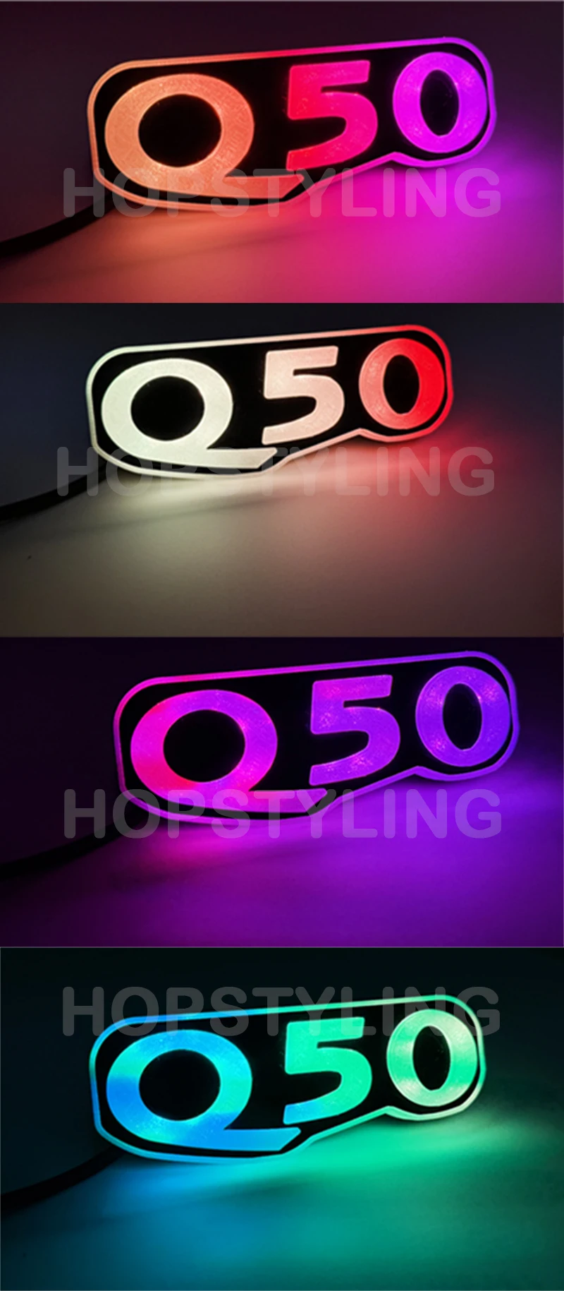 Фото Для Infiniti Q50: Комплекты RGB-подсветки для решетки радиатора, светодиодные эмблемы, мигающие предупреждающие огни, многоцветные лампы, автозапчасти и аксессуары №4