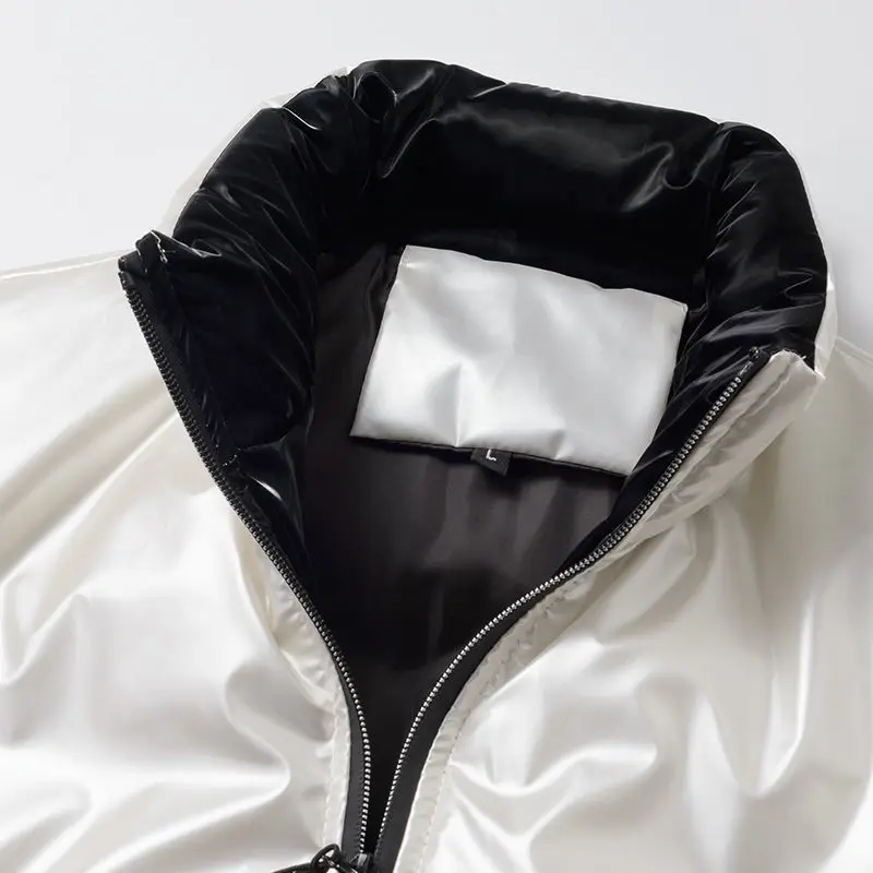 Down padded jacket men's short jacket 2022 new trend handsome men's bright stand collar thickened winter jacket men