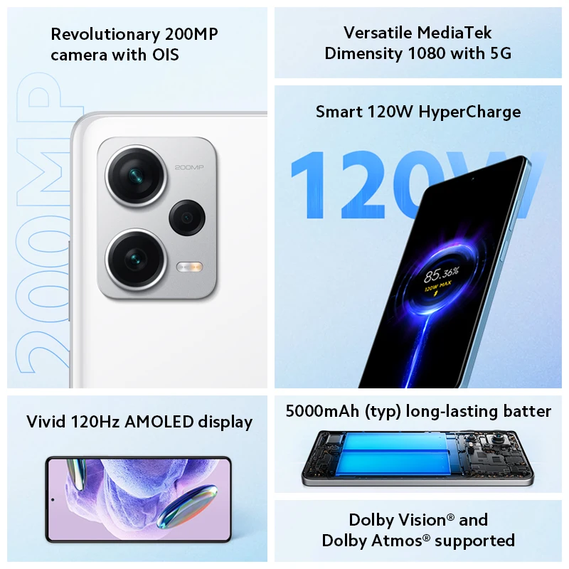 Xiaomi Redmi Note 12 Pro Plus 5G CN Version Global ROM, 8GB 256GB, 200MP Camera, 6.67