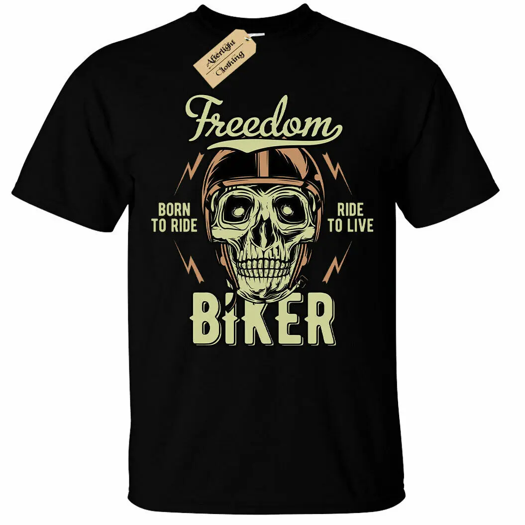 

Freedom Biker T-Shirt Mens skull motorbike rider motorcycle tee