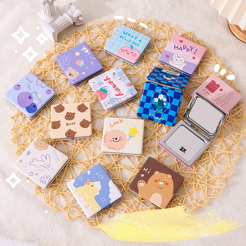 

Fashion Makeup Mirror with Double Side for Girls Portable Folding Cosmetics Pocket Cosmetic Compact Vanity Mirrors