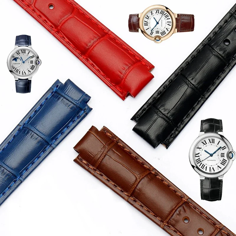 Фото Ремешок для часов Cartier Blue Balloon из натуральной кожи, 14-8 мм, 16-8 мм, 18-11 мм, 20-12 мм, мужской и женский, с выпуклым соединением. №4