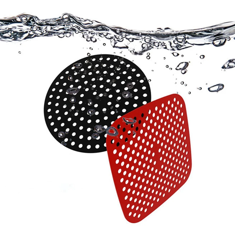 

1PC Reusable Square Air Fryer Silicone Accessories Air Fryer Non-stick Durable Pad Scale Place Mat Kitchenware Black/Red