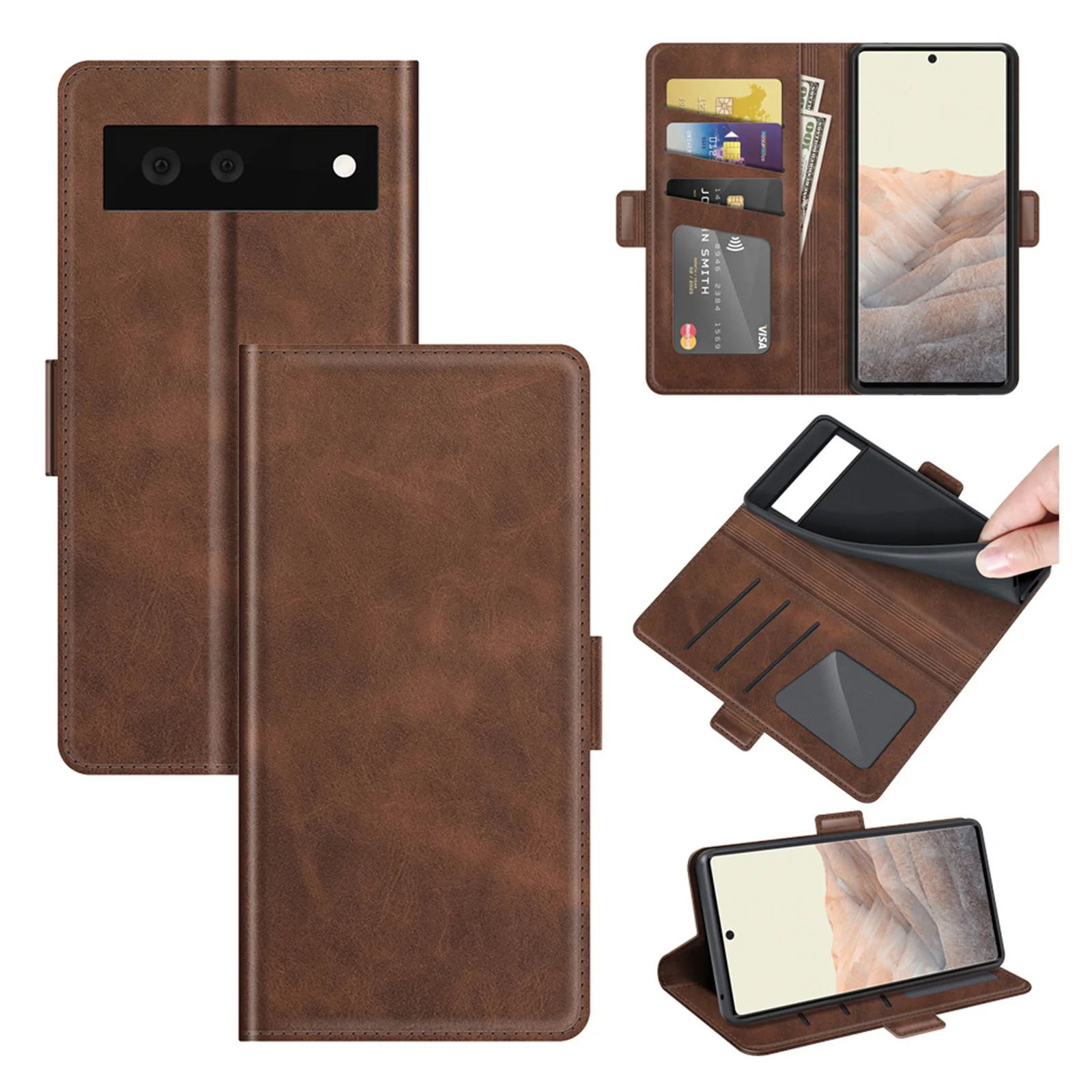 

PU Leather Case for Google Pixel 7 Pro with Car Holder Luxury Case Protective with Kickstand Shockproof Cover for Google Pixel 7