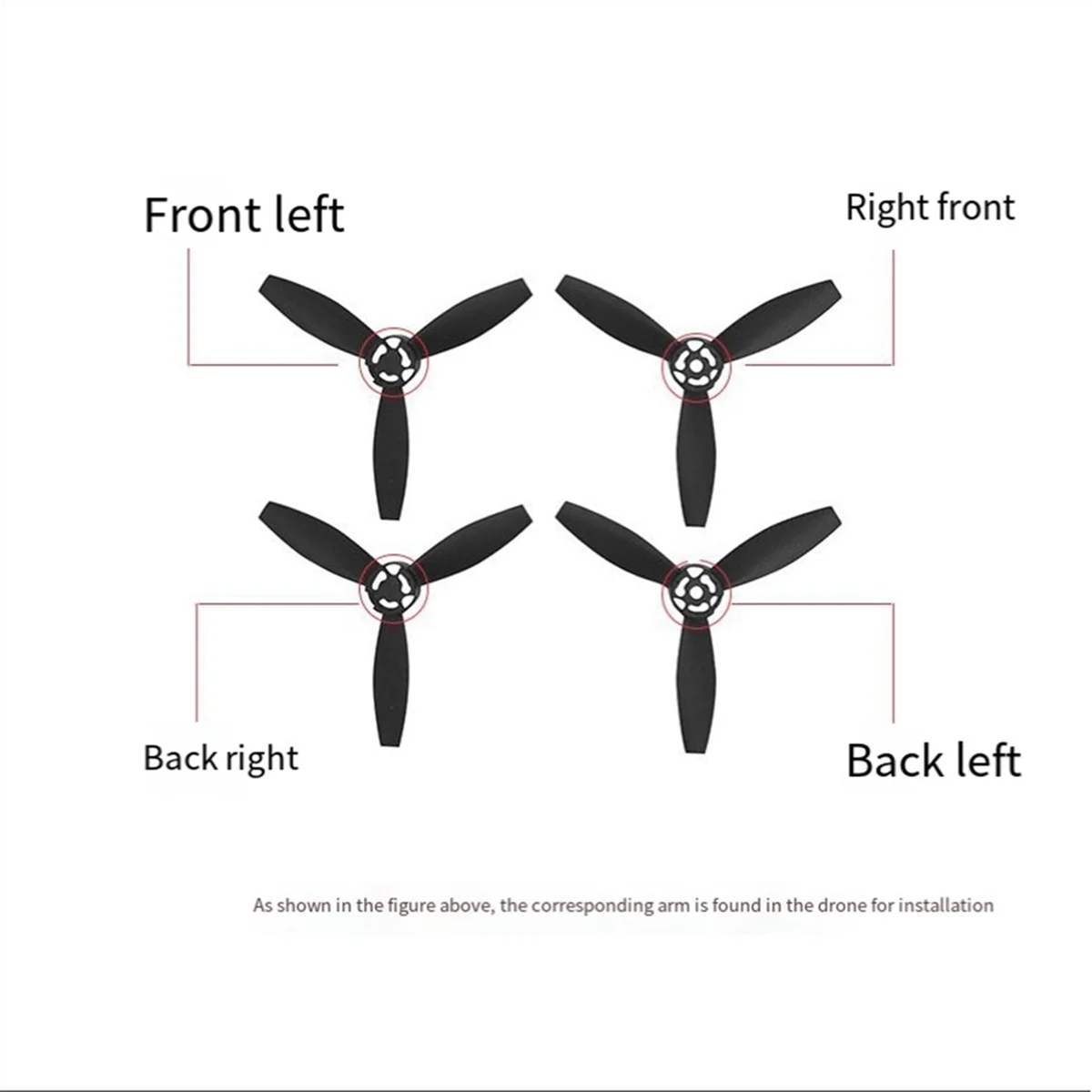 4 шт. подходят для Parrot Bebop 2 Drone лопасти пропеллера аксессуары дронов черный +