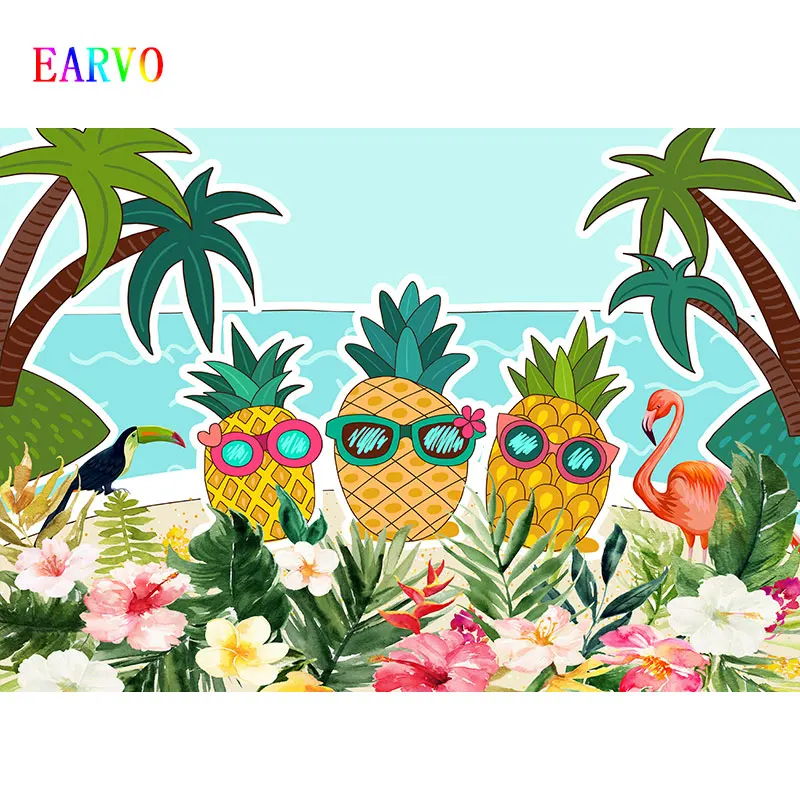 

EARVO летние тропические морские пляжные фоны для дня рождения песок Морская звезда ракушки коралловые пальмы дерево фон для фотосъемки
