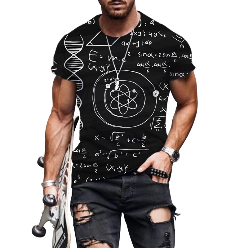 

Summer Hot Selling Math Story Versatile 3D Personality Street Fashion Harajuku Printed Round Neck Short Sleeve Unisex Tees Top