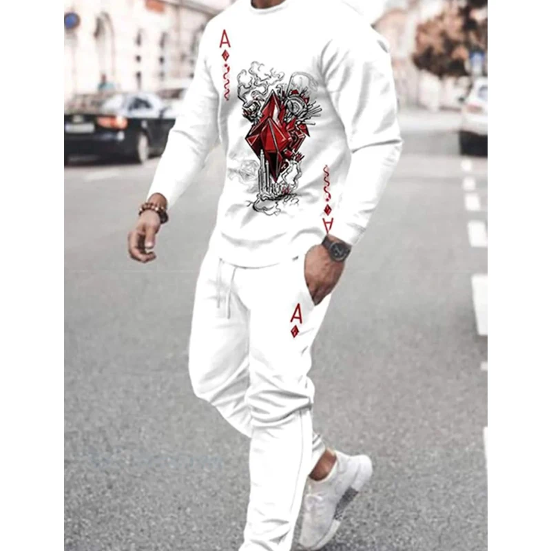 3D Print Men's Suits Oversized T Shirt Long Sleeve Sportswear Outfits Fashion Tracksuit Trousers Sets Spring Autumn Male Clothes