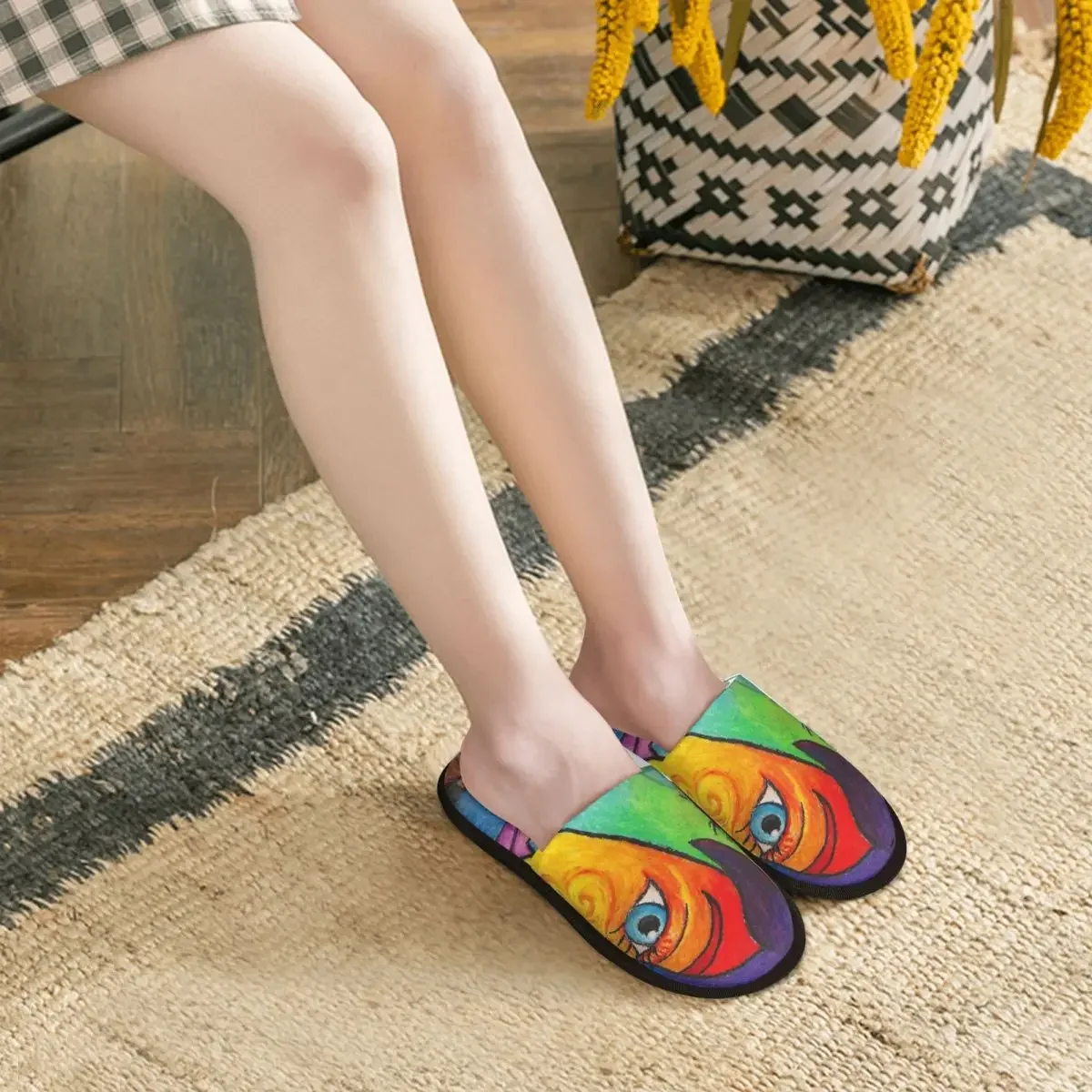 Женские домашние тапочки с принтом Пабло Пикассо на заказ теплые пушистые из