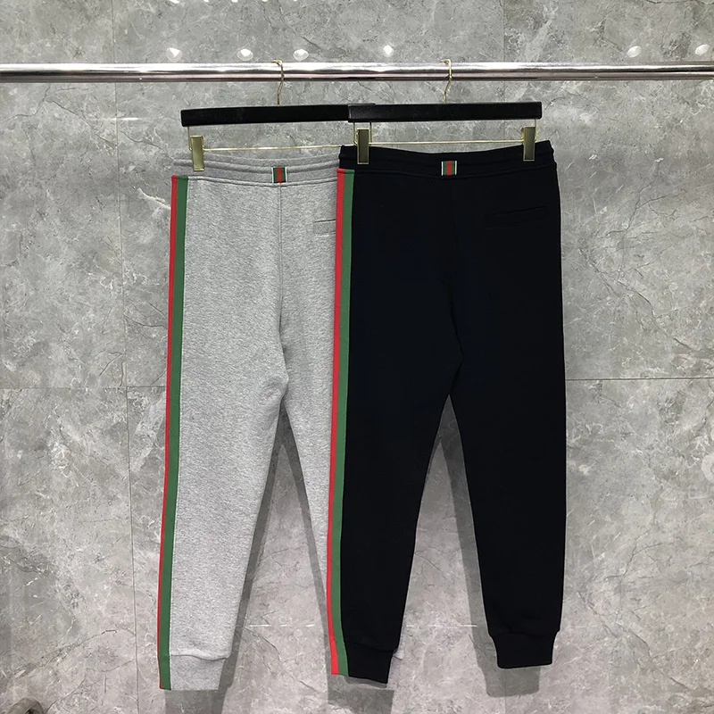 

Sweatpants Men's Low Waist Drawstring Sports Pants Side Green Red Leggings Trousers Big Size 4XL Cotton Full Length Jogger