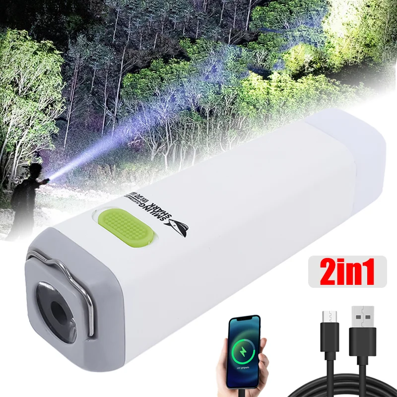 

Mini Torch Highlight LED Flashlight USB Charging Flashlight Power Bank 2 In 1 Portable Camping Waterproof Far Range Flashlight