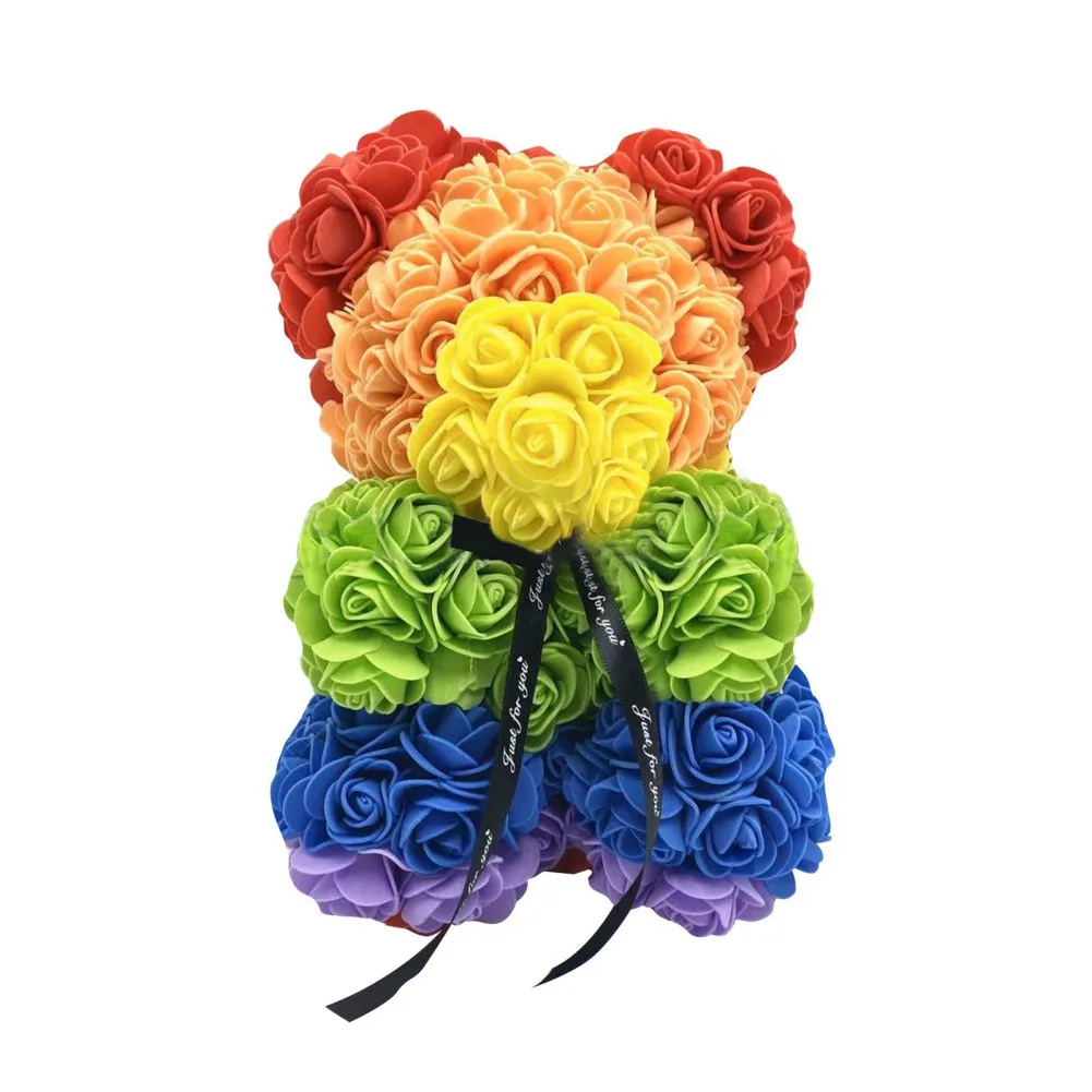 

25cm Home Valentines Women Gifts Teddy Rose Bear Valentine's Day Gift Artificial Flower Rose of Bear Christmas Decoration