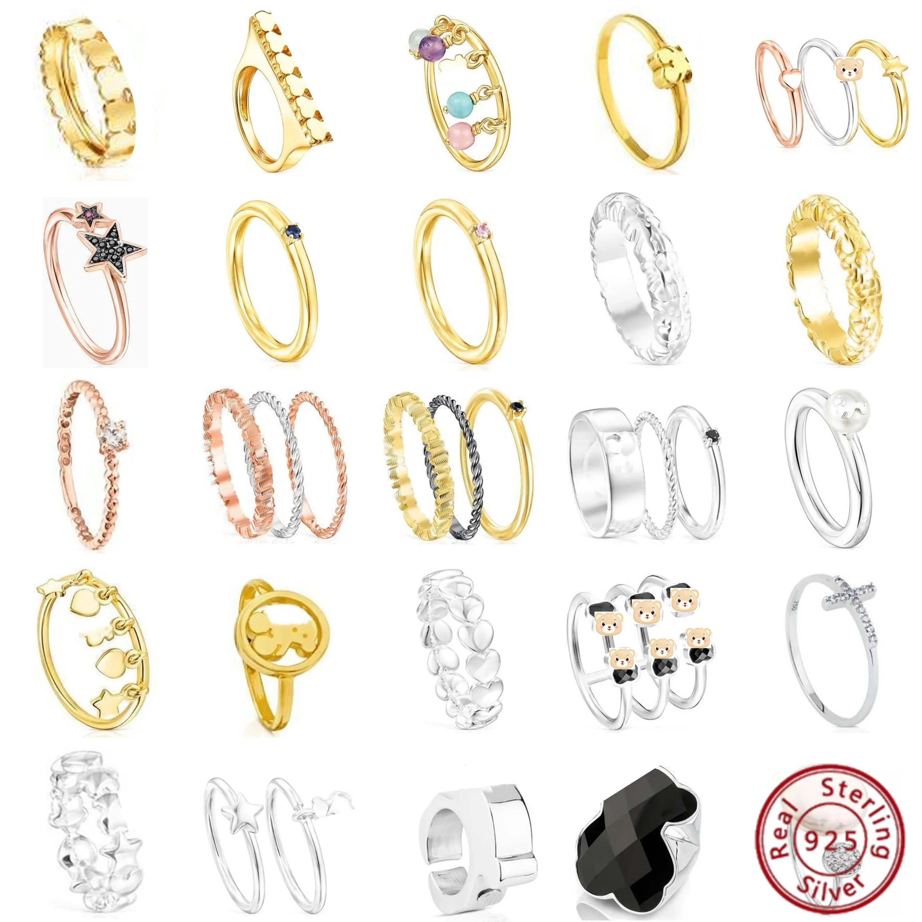 

2023 кольцо из серебра 925 пробы с испанским медведем со сверкающим кубическим цирконием, стильные и элегантные женские ювелирные изделия для модных Loverssouvenirs