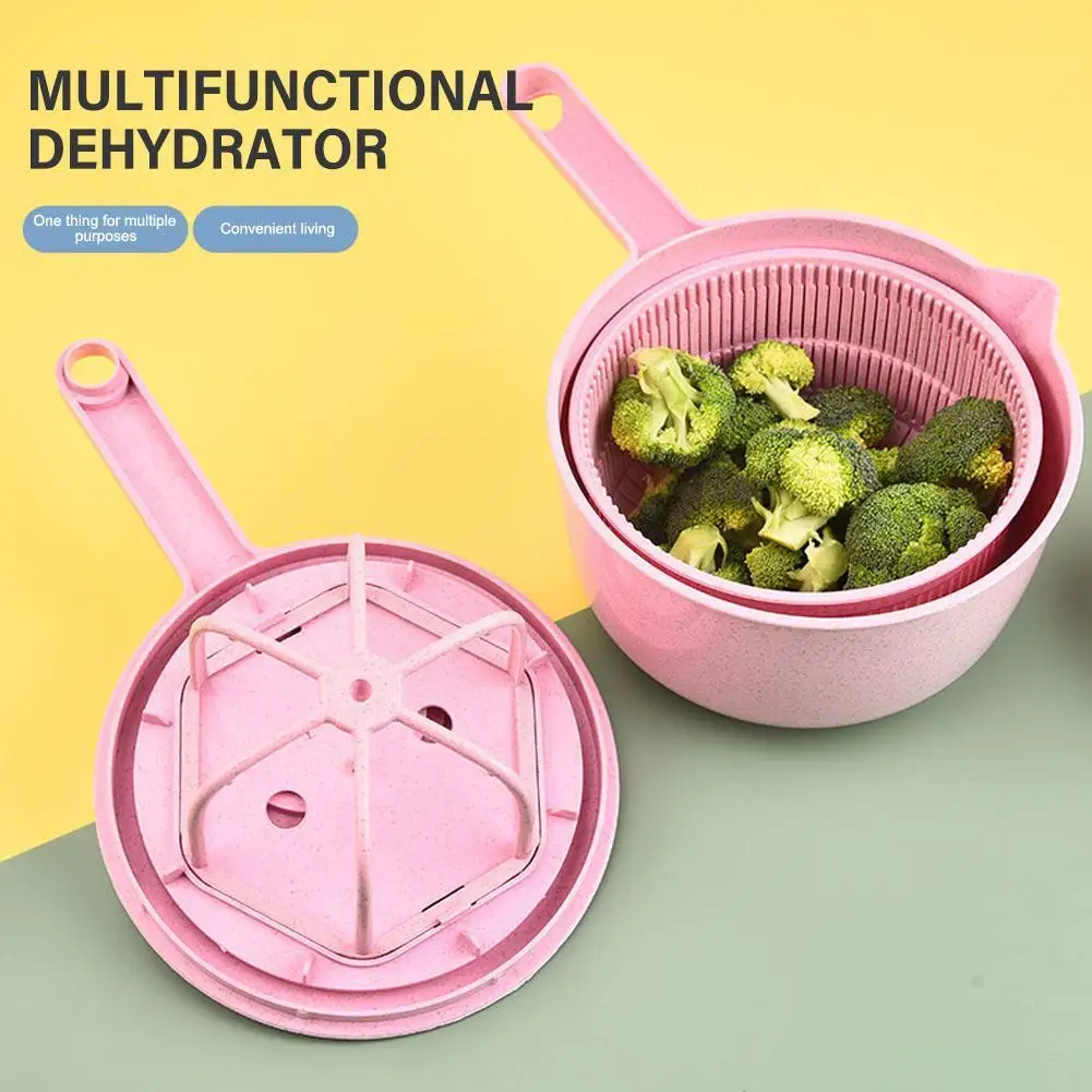 

Wheat Straw Vegetable Fruit Multi-function Dehydrator Accessories Tool Shaker Dryer Washing Spinner Kitchen Rice Salad H3B6