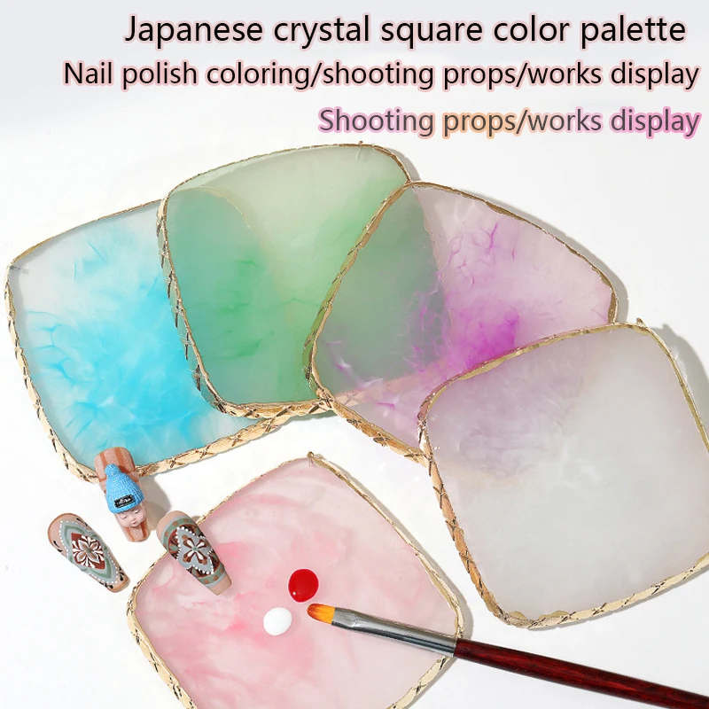 

Nail Art 1 Piece Vintage Natural Crystal Resin Stone Round/Square Agate Palette Display Board DIY Nail Art Display Tool