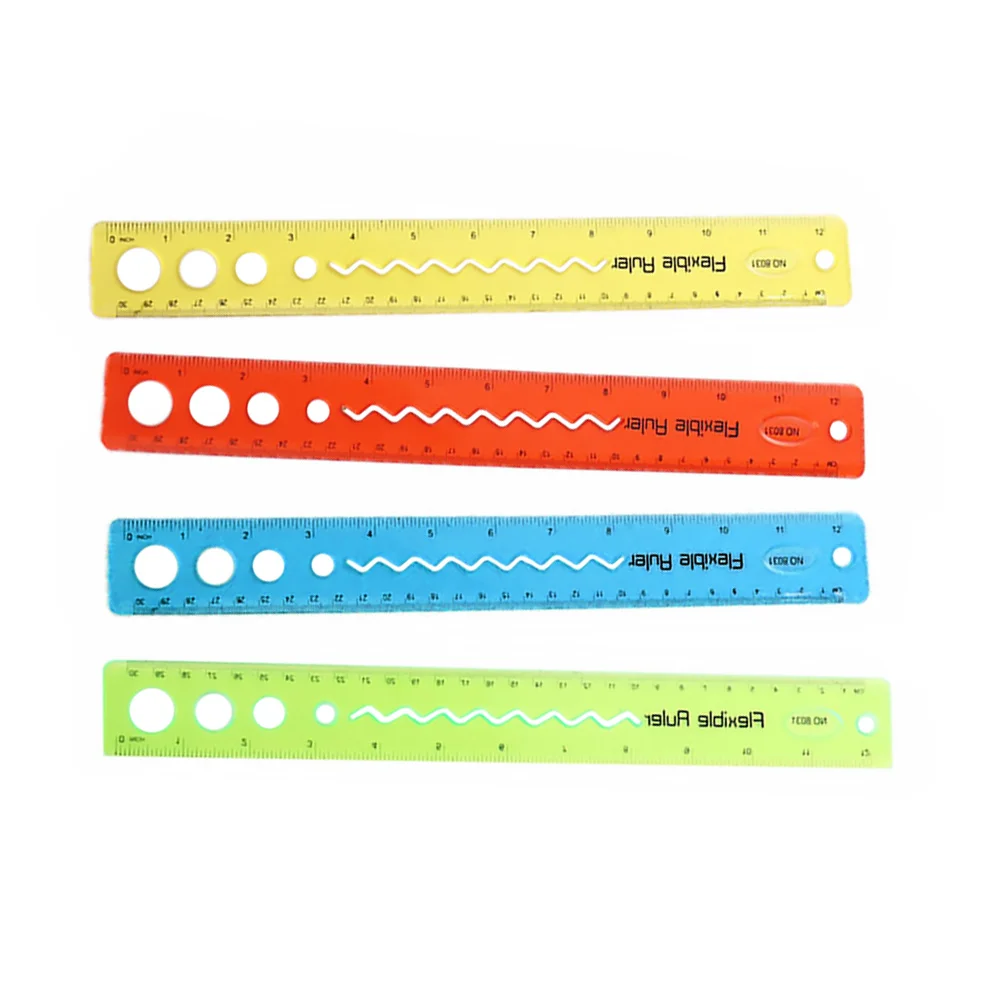

4Pcs Wear-resistant Flexible Rulers Portable Clear Rulers Household Kids Rulers