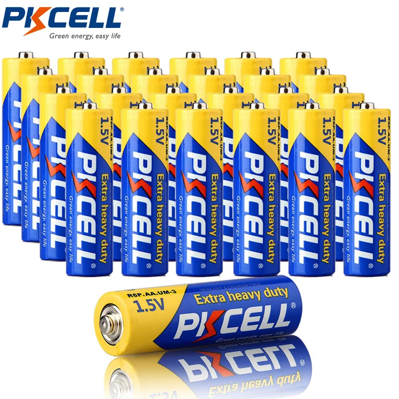 

PKcell 24pcs 1.5V R6P AA batteries Super Heavy Duty Battery 2A Single Use Dry Battery