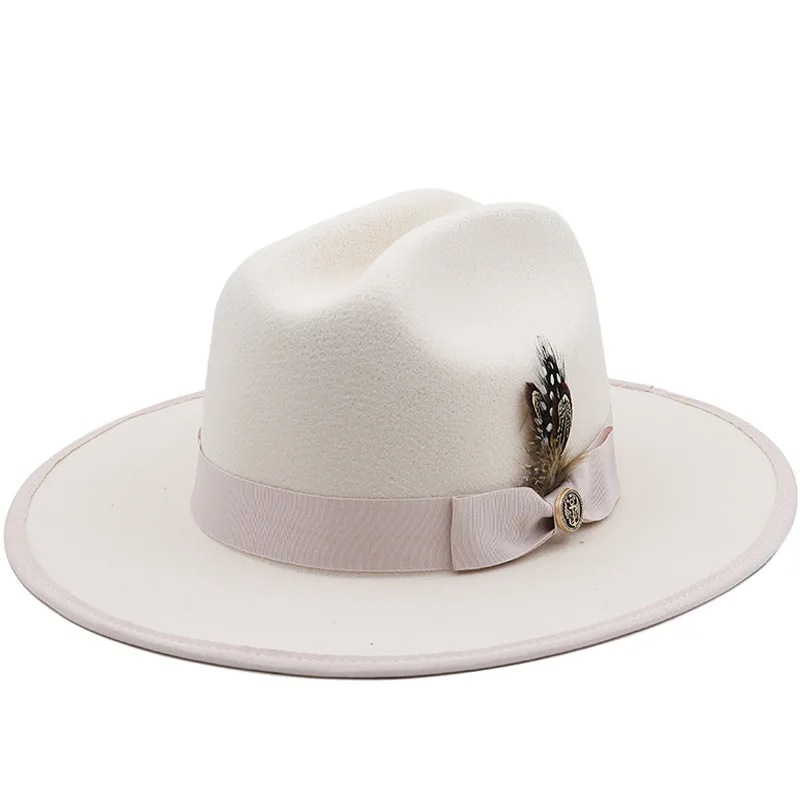 

fashion Jazz Hat European American for men fedoras designer chapel beach hats for women fascinator elegant feather Party cap new