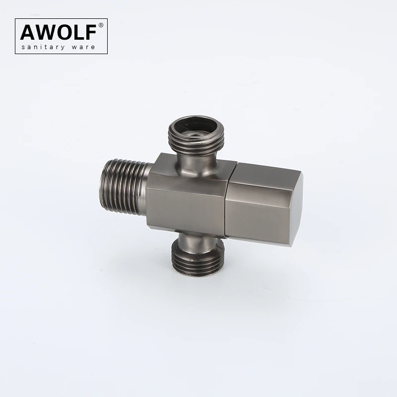 Awolf Gun Серые твердые латунные клапаны для наполнения унитаза 1/2 настенный угловой