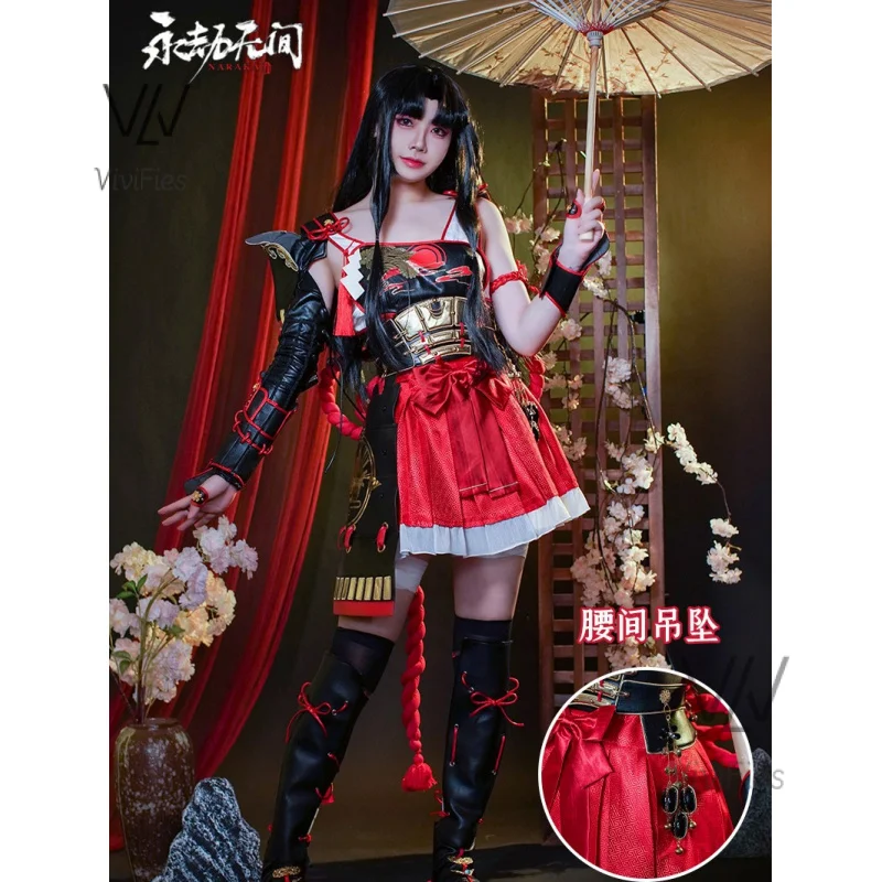 Игра Naraka: bladepoint Kurumi персонаж Красный кожаный сексуальный костюм Хэллоуин женское