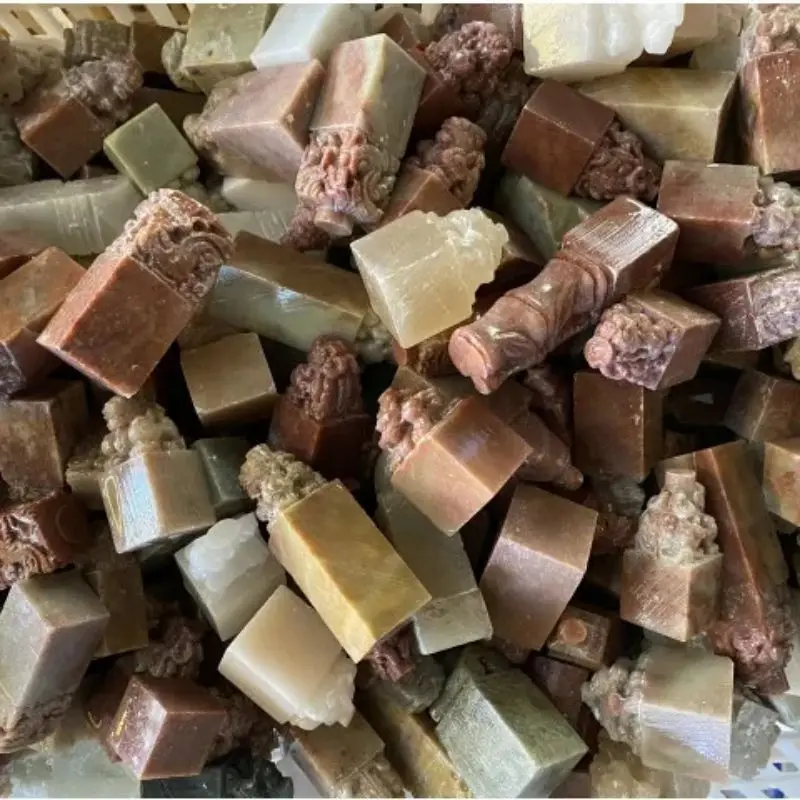 2.5Kg Defective Seal Seal Cutting Stone Practice Seal Material Shoushan Stone Dandong Stone Green Sea Stone Seal Carving Button