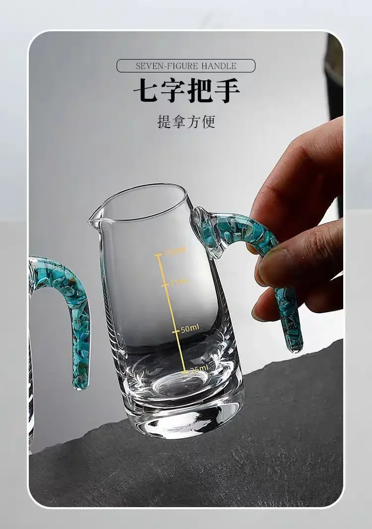 1 горшок 6 чашек бирюзового бокала Baijiu роскошный бокал искусственная кожа