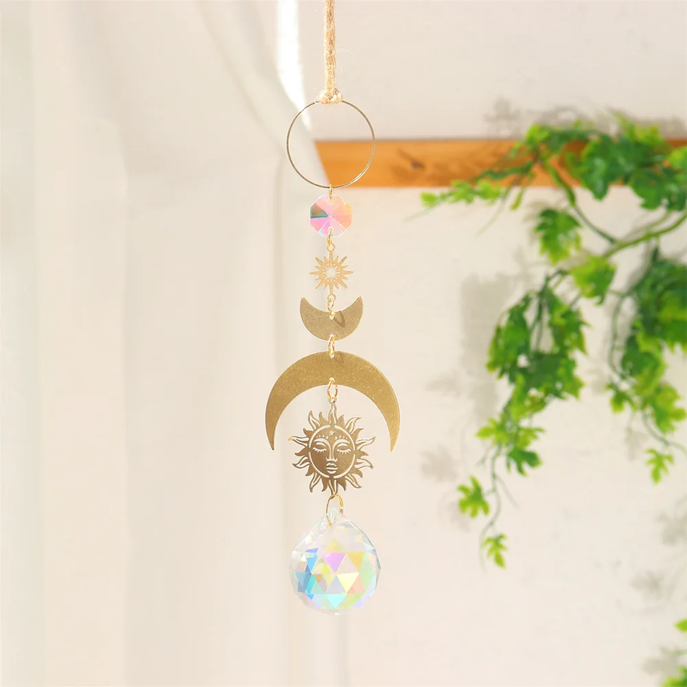 

Crystal Light Collection Pendant Garden Ornaments Reflective Pendant Hands Eyes Moon Sun Window Supplies for Family Friend Gifts