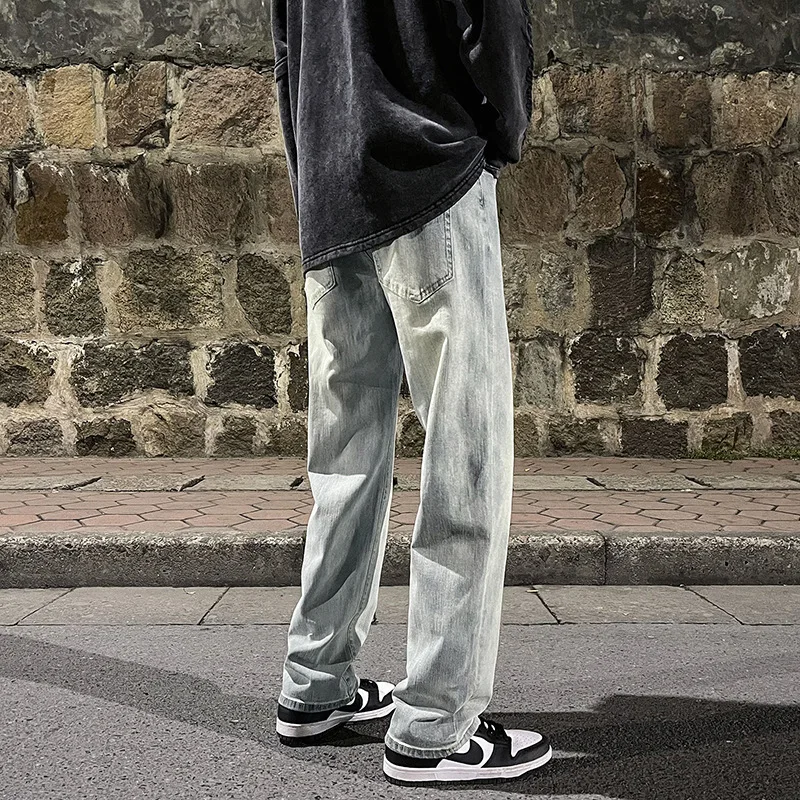 New Loose Men Jeans Male Trousers Simple Design High Quality Cozy All-match Students Daily Casual Straight Denim Pants  Casual