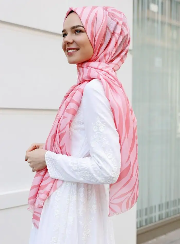 

WOMEN HIJAB SHAWL ACCESSORY SCARF COTTON MEVSİMLİK GIFT PINK ZEBRA
