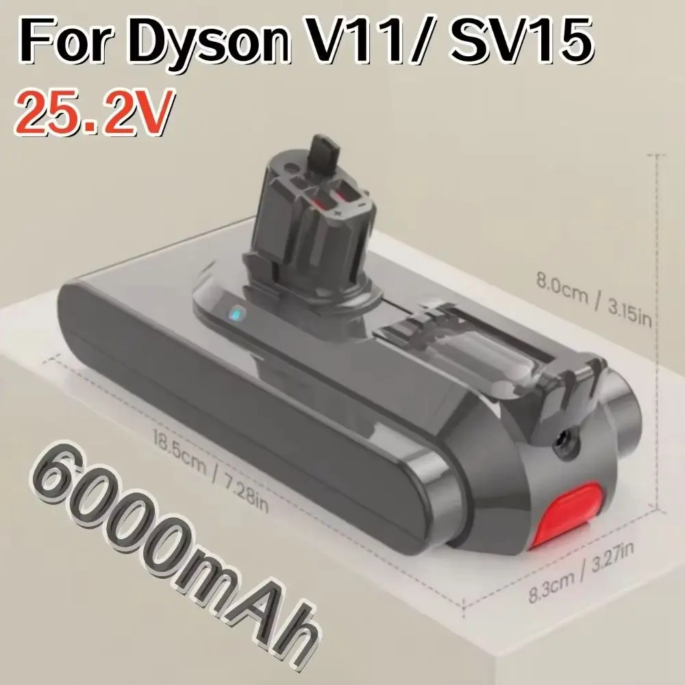Фото Угловая батарея 25,2 В, 6000 мАч для пылесоса Dyson V11 — совместима с SV22, SV28, V15 Absolute, SV15, SV16, SV17, V11 Fl №1