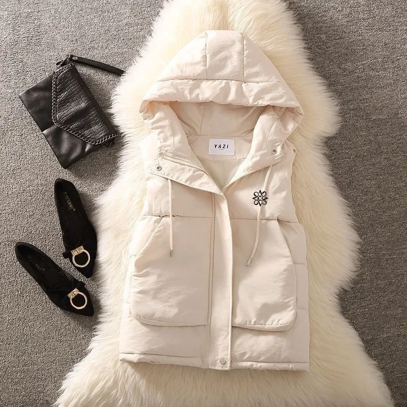 

High quality Women's Golf Vest hooded Jackets Korea Ladies Waistcoat Fashion Golf Coats Down Cotton thick Winter Windproof Warm