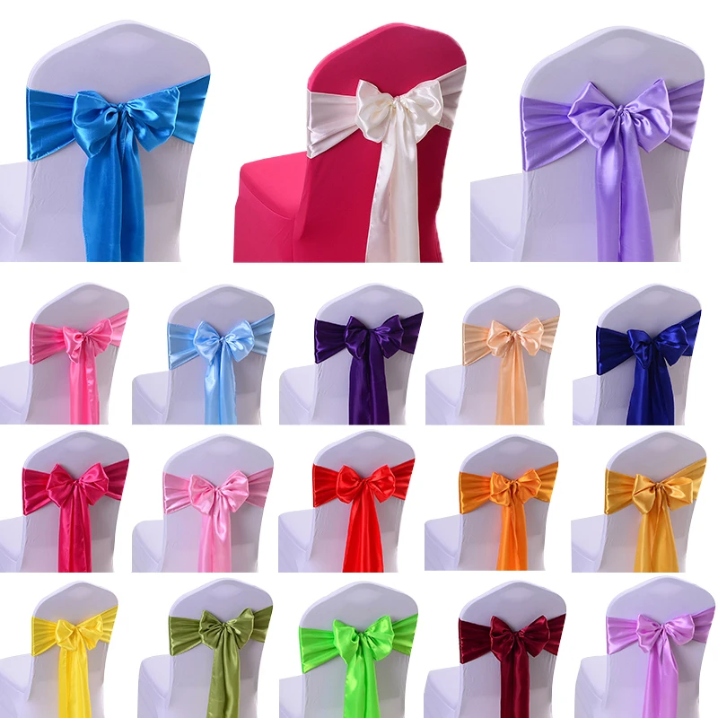 Bow Sashes Wedding Indoor Outdoor Chair Ribbon Butterfly Ties For Party Event Hotel Banquet Decorations Soft