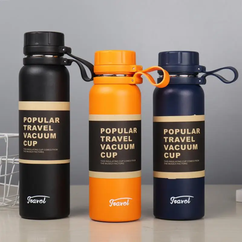 

Water Cup Silica Gel Portable Double-layer Large Capacity Durable Camping Supplies Thermos Cup Stainless Steel Leak-proof Kettle