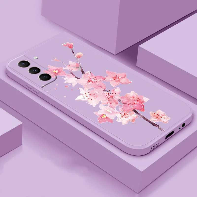 

Phone Case For Samsung Galaxy S21 Plus 5G S21 Ultra 5G Soft TPU silicone phone Sheel flower color back cover phone case