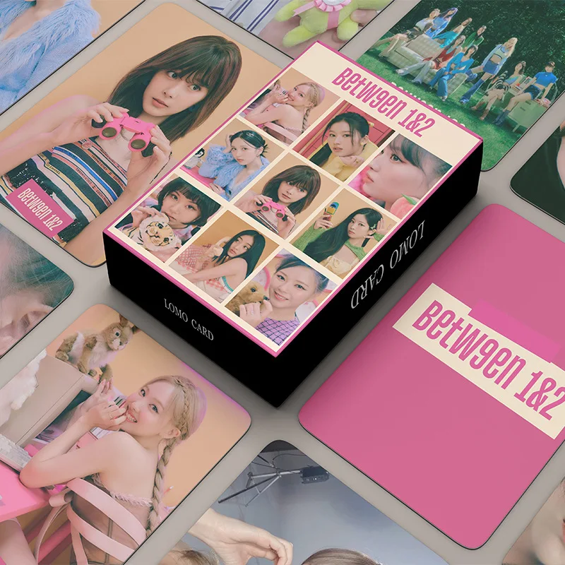 

55Pcs/Set Kpop TWICE Lomo Card New Album BETWEEN 1&2 Album HD Photo Print Cards Pictures for Fans Gift Collected Postcards