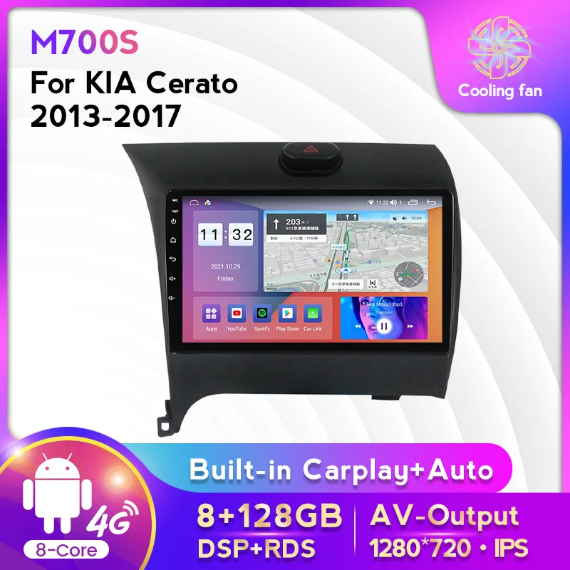 

9inch IPS Screen Android 11 Car Radio Stereo For KIA Cerato 2013-2017 Multimedia Player GPS Navigation Carplay+Auto WIFI 4G LTE