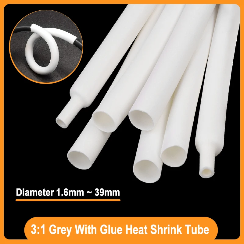 

Термоусадочная трубка 1/3/5/10 м, соотношение 3:1, диаметр 1,6–39 мм, полиолефиновый термокабель с клейкой подкладкой, изолированный водонепроницаемый рукав, белый