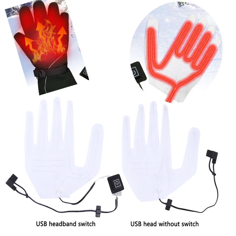 

Winter Warm Five-Finger Gloves USB Heated Motorcycle Cycling Hand Warmer Pad Sheet Heating Film Gloves for Sking Fishing Hunting