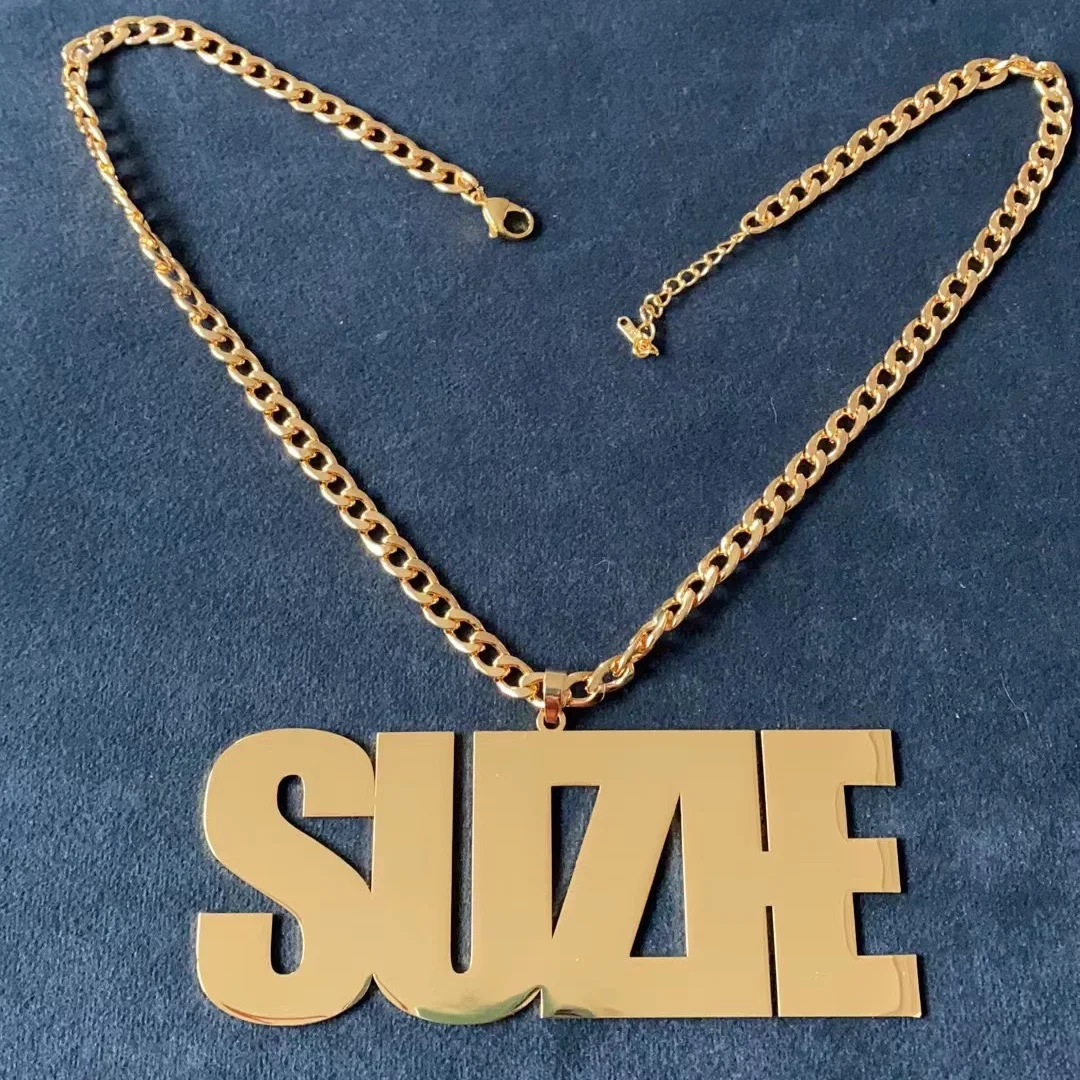 Customized Name Necklace For Men Women Personalized Big Initial Letter Nameplate Pendant Cuban Chain Necklaces Handmade Gifts