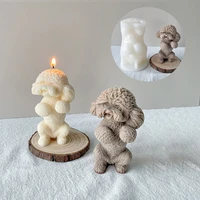 3d poodle candle silicone mold cute dog teddy puppy plaster cement resin handmade soap molds candle making supplies home decor