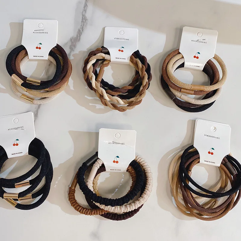 

5pcs/set Korean Elastic Hair Bands for Women Girls Hair Ropes Ponytail Holder Scrunchie Headband Circle Fashion Hair Accessories